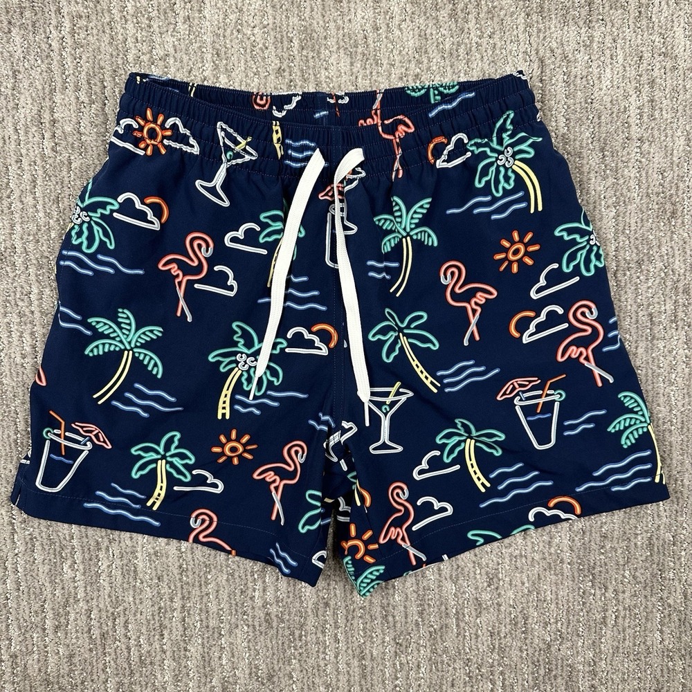 Chubbies Mens Blue Tropical Flamingo Print Swim Trunks 5.5 Inch Inseam Small